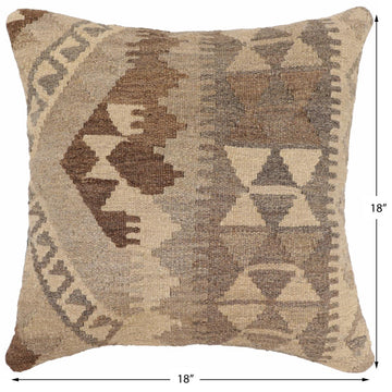 handmade Traditional Pillow Beige Brown Hand-Woven SQUARE 100% WOOL Hand woven turkish pillow2' x 2'
